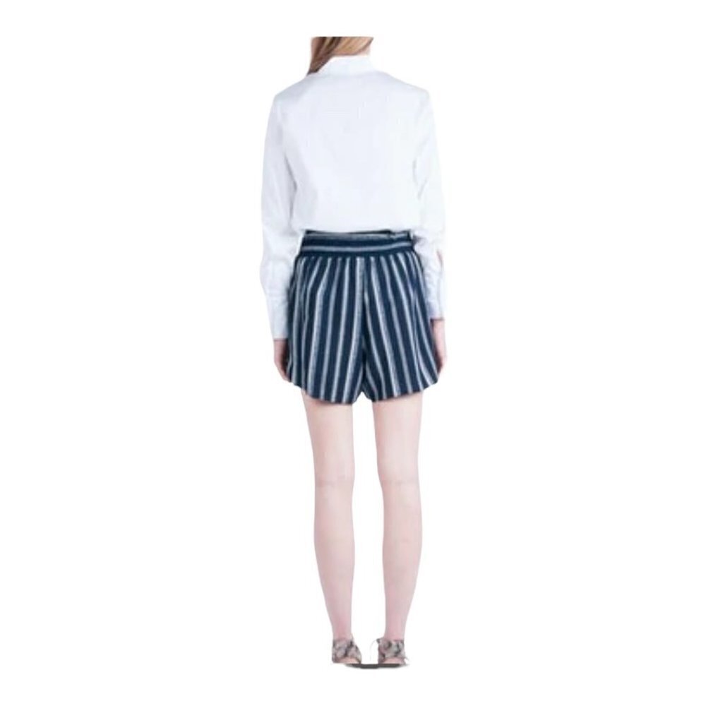 Waverly Grey Violet Shorts Women Large Blue White Striped Elastic Waist NWT - Picture 3 of 10